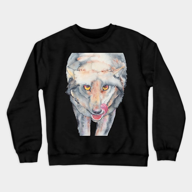 Big Bad Wolf Watercolour Crewneck Sweatshirt by ZoyaArt